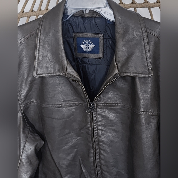 Dockers Men's Faux Leather Lined Water Resistant Shell Snap Cuffs Pockets Sz XL - Picture 3 of 14